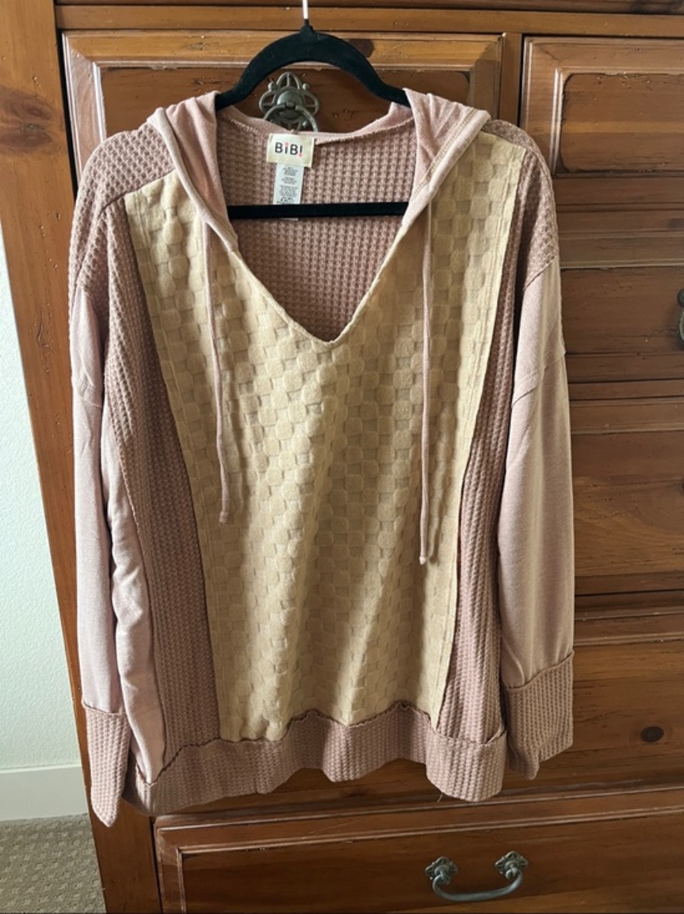 BiBi Tan and Brown Hooded Top NWOT